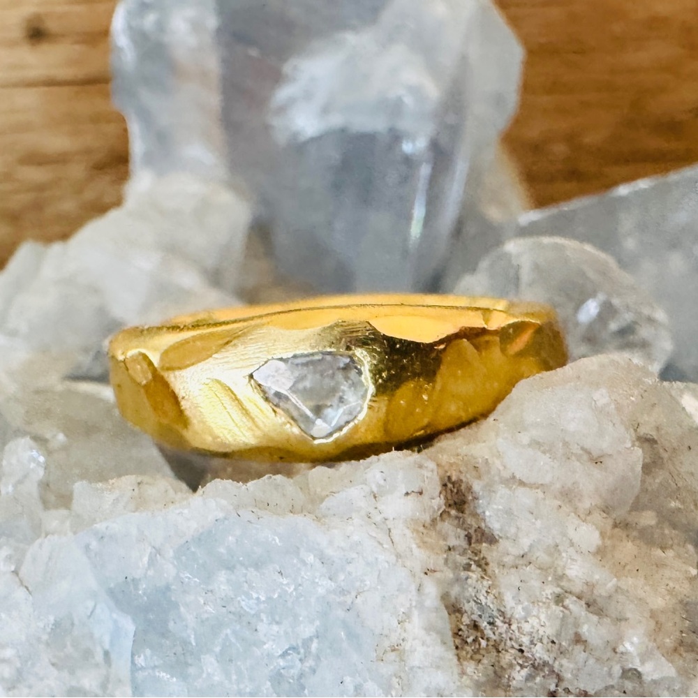Diamond slice ring gold vermeil size 7